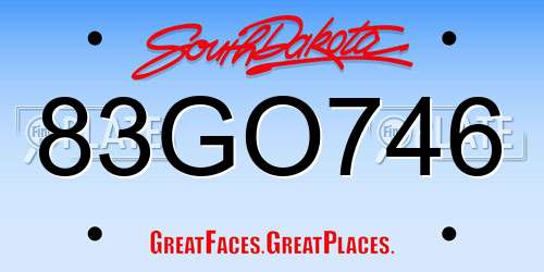83GO746 South Dakota License Plate