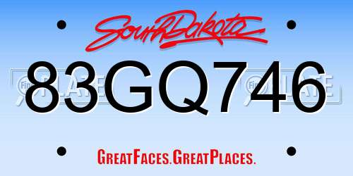 83GQ746 South Dakota License Plate