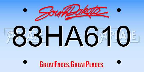 83HA610 South Dakota License Plate