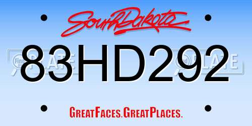 83HD292 South Dakota License Plate