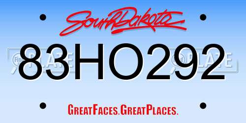 83HO292 South Dakota License Plate