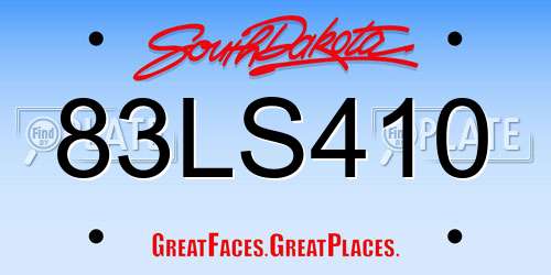 83LS410 South Dakota License Plate