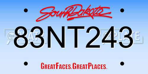 83NT243 South Dakota License Plate