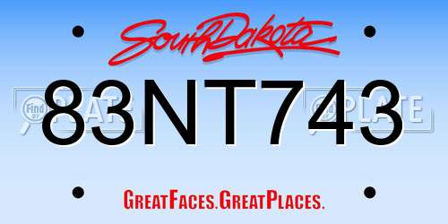 83NT743 South Dakota License Plate