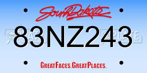83NZ243 South Dakota License Plate