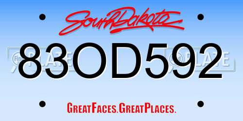 83OD592 South Dakota License Plate
