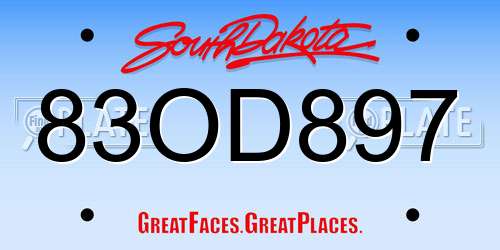 83OD897 South Dakota License Plate