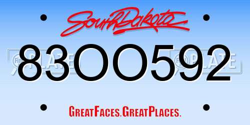 83OO592 South Dakota License Plate