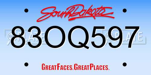 83OQ597 South Dakota License Plate