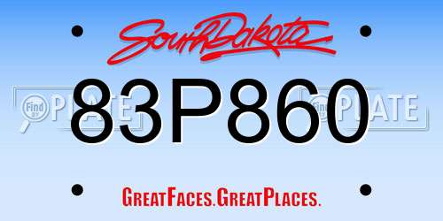 83P860 South Dakota License Plate