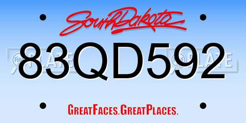 83QD592 South Dakota License Plate