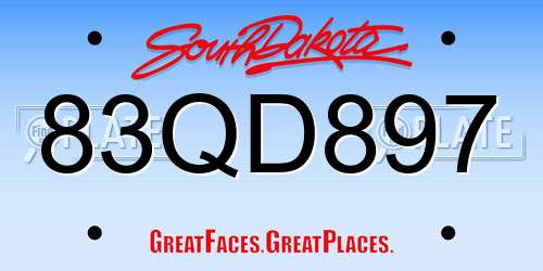 83QD897 South Dakota License Plate
