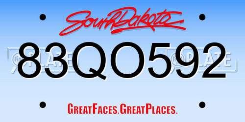 83QO592 South Dakota License Plate