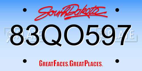 83QO597 South Dakota License Plate