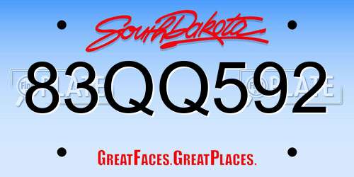 83QQ592 South Dakota License Plate