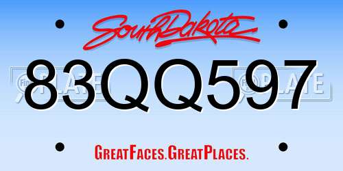 83QQ597 South Dakota License Plate