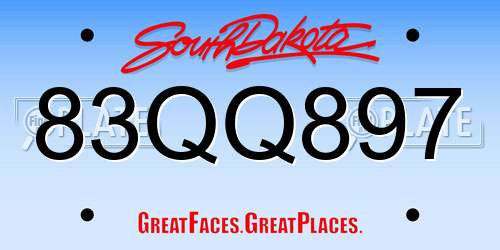 83QQ897 South Dakota License Plate