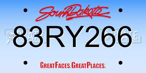 83RY266 South Dakota License Plate