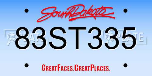 83ST335 South Dakota License Plate