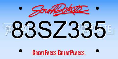 83SZ335 South Dakota License Plate