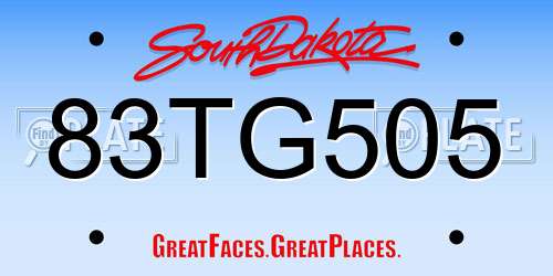 83TG505 South Dakota License Plate