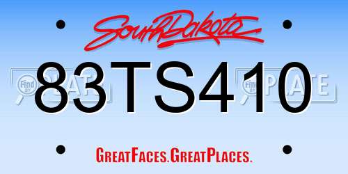 83TS410 South Dakota License Plate