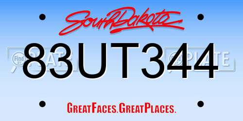 83UT344 South Dakota License Plate