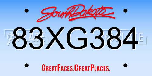 83XG384 South Dakota License Plate