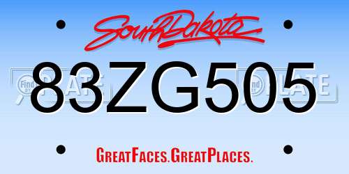 83ZG505 South Dakota License Plate