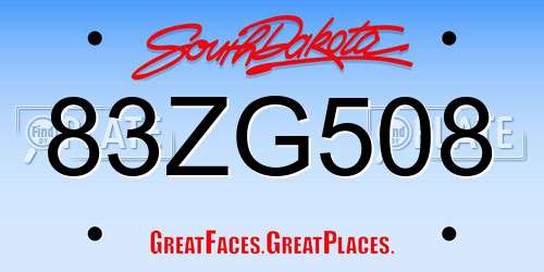 83ZG508 South Dakota License Plate