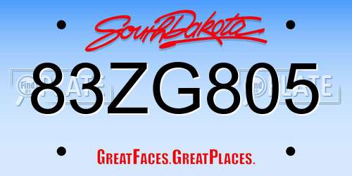 83ZG805 South Dakota License Plate