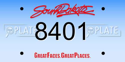 8401 South Dakota License Plate