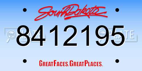 8412195 South Dakota License Plate
