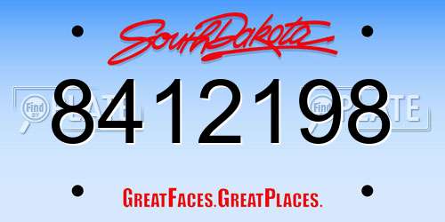 8412198 South Dakota License Plate