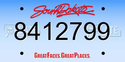 8412799 South Dakota License Plate