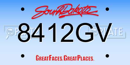8412GV South Dakota License Plate