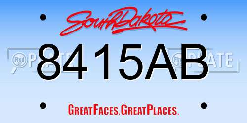 8415AB South Dakota License Plate
