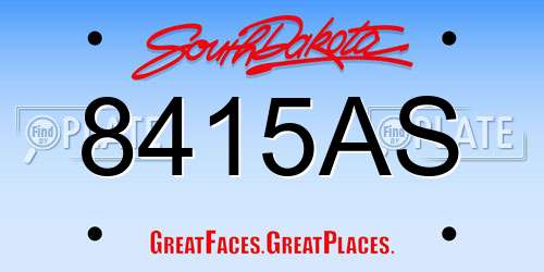 8415AS South Dakota License Plate