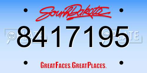 8417195 South Dakota License Plate