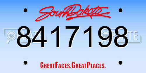 8417198 South Dakota License Plate
