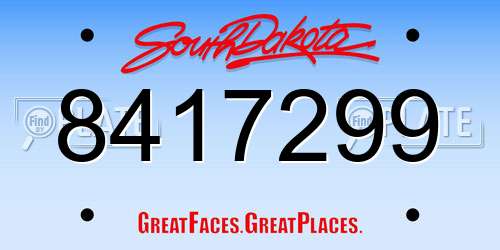 8417299 South Dakota License Plate