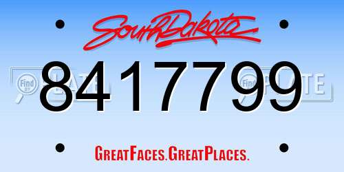 8417799 South Dakota License Plate