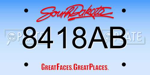 8418AB South Dakota License Plate