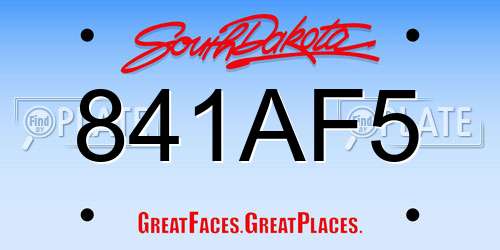 841AF5 South Dakota License Plate