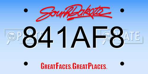 841AF8 South Dakota License Plate