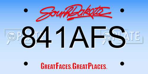 841AFS South Dakota License Plate
