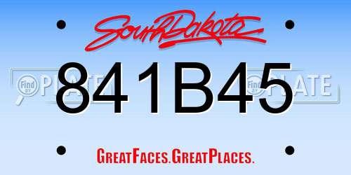 841B45 South Dakota License Plate