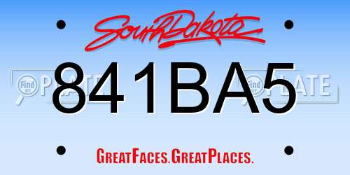 841BA5 South Dakota License Plate