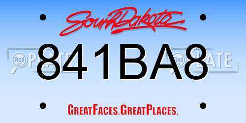 841BA8 South Dakota License Plate