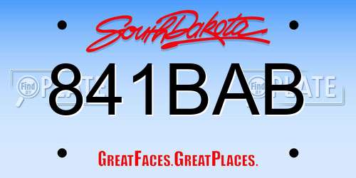 841BAB South Dakota License Plate